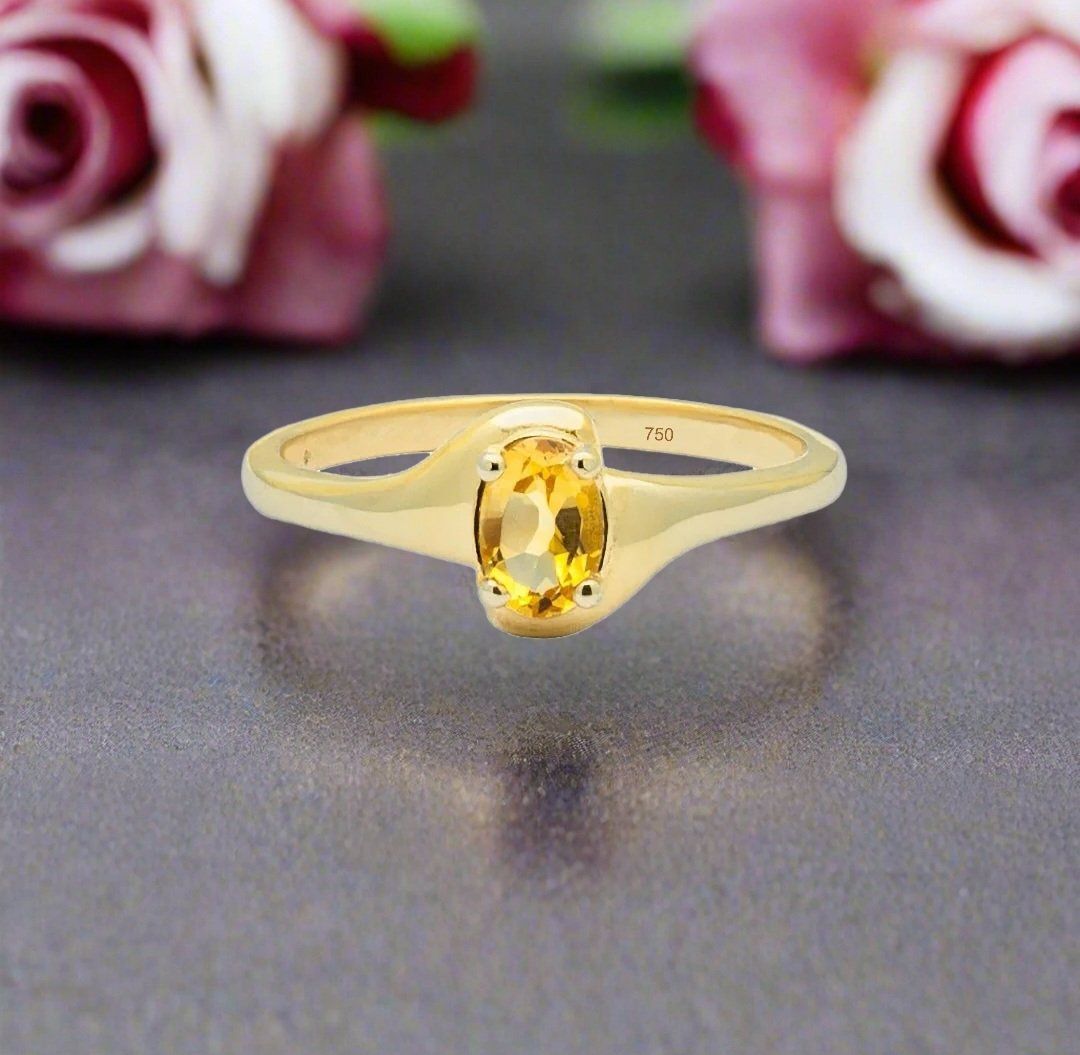 Anelli: Citrin Ring in Gelbgold 750 – Nuovo e nell'imballaggio originale da Zürich venduto da GOS08