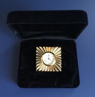 Petite Horloge de Table, en laiton doré vintage avec écrin