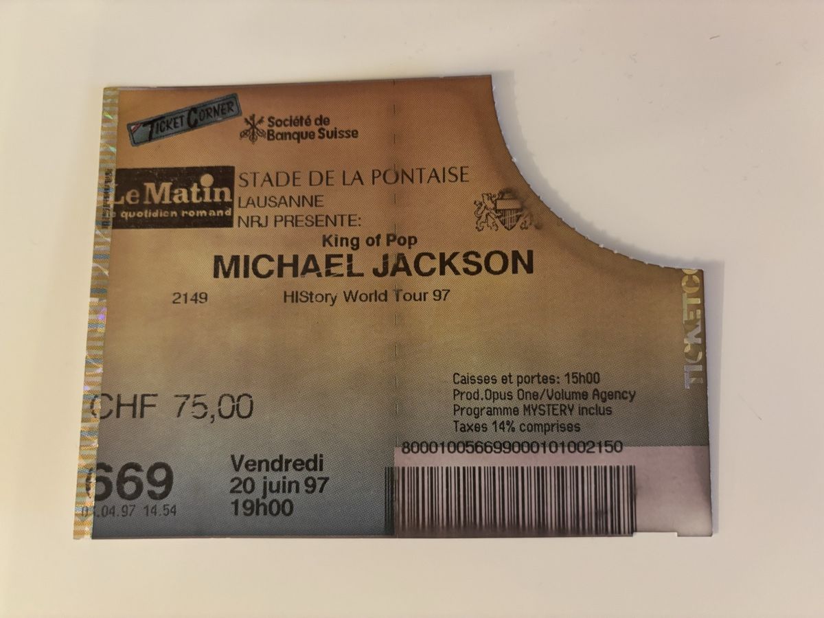 Tickets: Michael Jackson Konzert Ticket  – Gebraucht aus Greifensee von hol_72nk