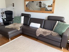 Wohnlandschaft Leder braun mit Relaxfunktion guter Zustand