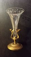 Vase soliflor - verre gravé - pied en bronze
