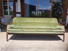 Vintage Sofa 4er, Palisandergestell, wohl 60er Jahre, design