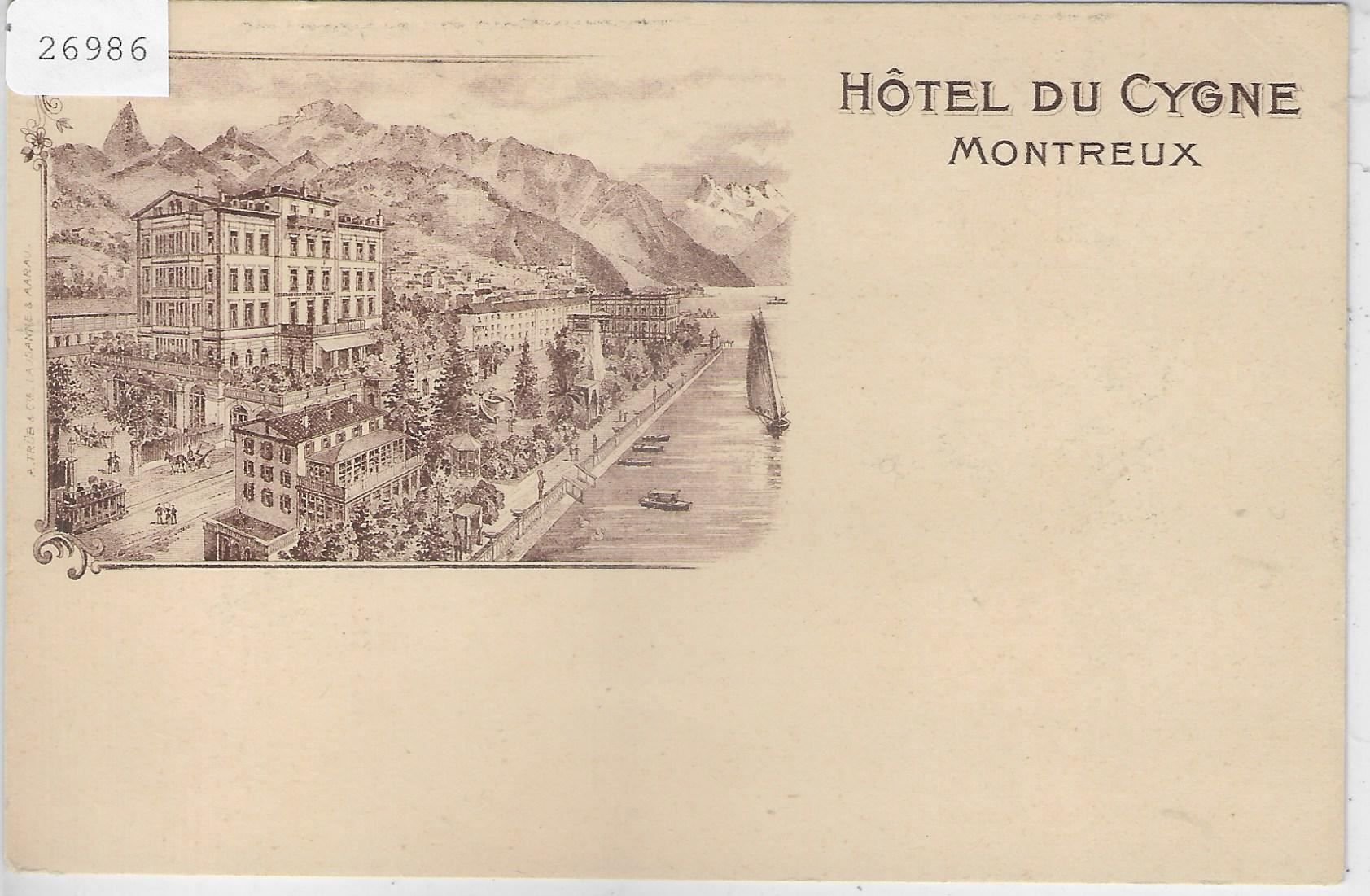 Cartoline postali: Monreux - Hotel du Cygne - Litho – Usato da Ettingen venduto da Kartenplanet