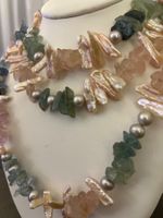Pièce Rare collier en Perles, Jade et quartz Rose 134 cm