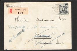 R-Brief Ecublens-Italien, siehe Rückseite ,SBK Nr.246, 1953