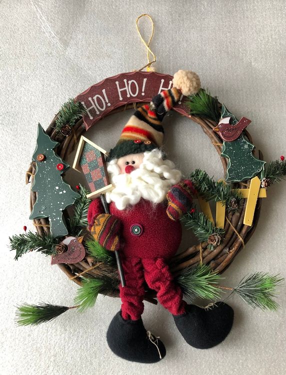 4 Stück Weihnachtstür-Dekorationen – Weihnachtsmann, Schneemann, Krippe & Weihnachtsbaum