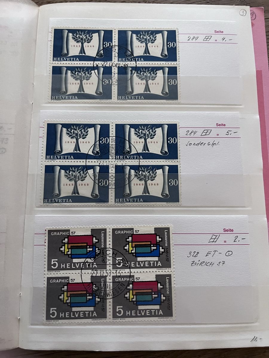 Tutti i francobolli: Briefmarken Auswahlheft Viererblocks CH – Usato da Römerswil LU venduto da manuscha_ 3