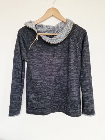 Leichter Damen Pullover Today Gr. S Grau Schwarz meliert Leo