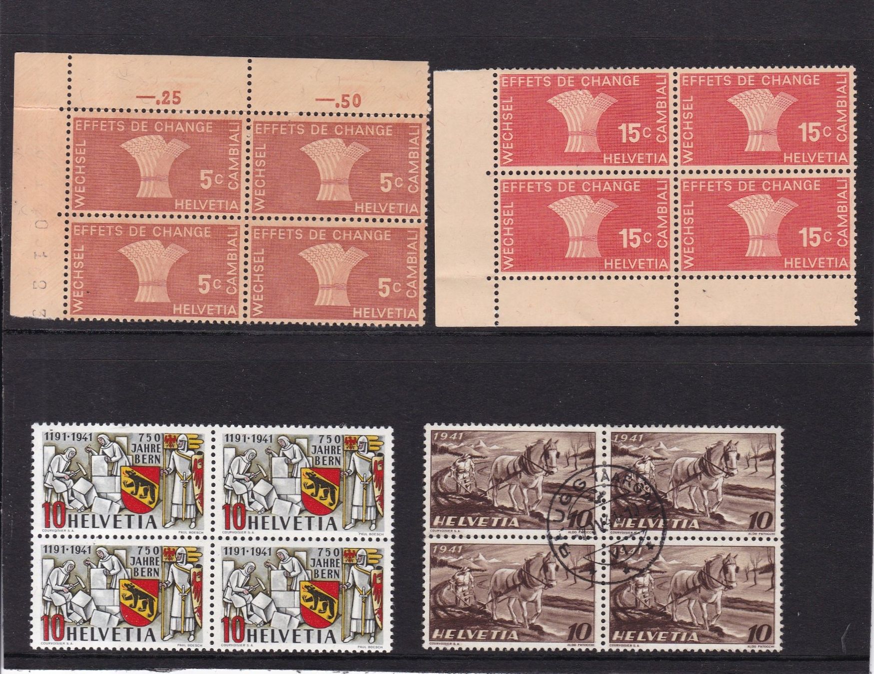 Alle Briefmarken: 26 Stk.CH Viererblocks ab Altschweiz – Gebraucht aus Münchwilen AG von Nesar 1