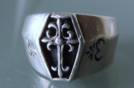 Memento Mori Fleur-de-Lys Silber 925 Fingerring Gr. 60
