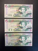 3 Banknoten East Caribbean States, 1994, unzirkuliert