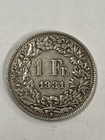 SVIZZERA 1 FR MONETA IN ARGENTO 1931 usata - circolata