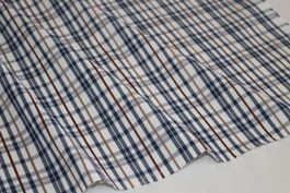 Stoff Baumwolle weiss/blau/beige kariert