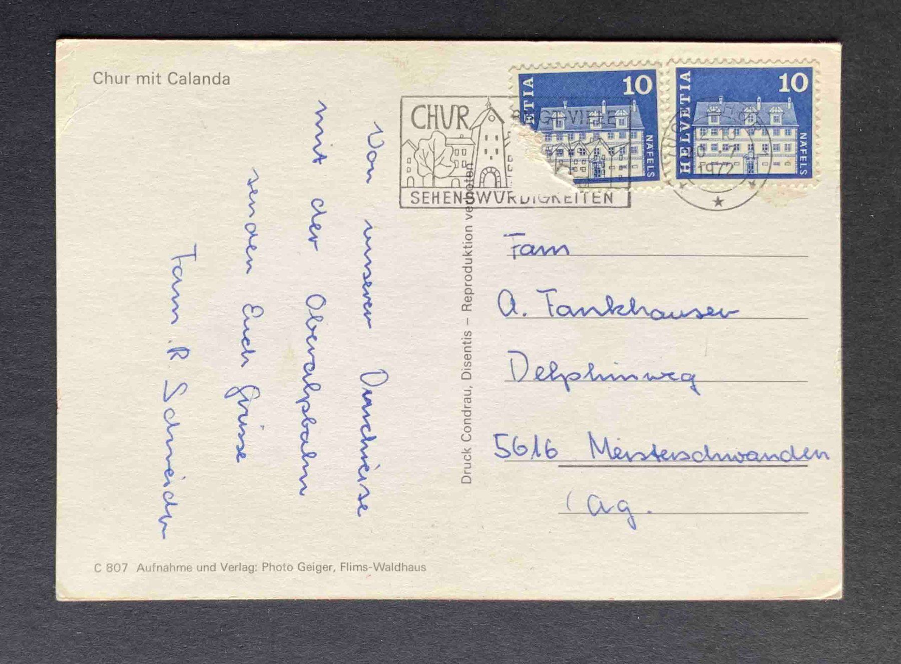 Cartoline postali: AK Chur mit Calanda – Usato da Goldau venduto da artelier1 1