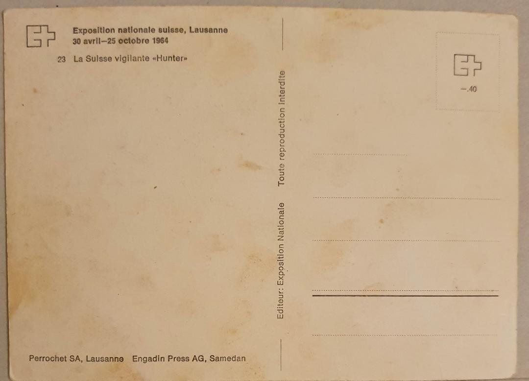 Cartoline postali: HUNTER - Lausanne -  EXPO 64 - "Hunter" - no 23 – Usato da Delémont venduto da Domdom1 1