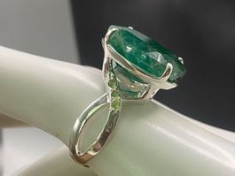 Smaragd Ring in Sterlingsilber im Art-déco-Stil Gr.56