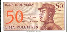 Historische Banknote Indonesien 50 Sen 1964