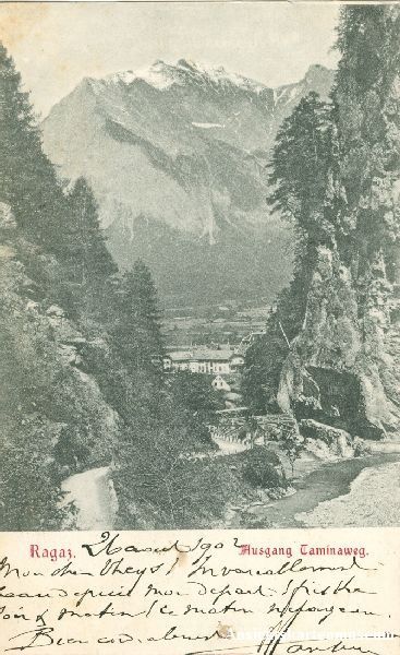 Ansichtskarten: Taminaweg - Ausgang + 1902 – Gebraucht aus Emmenbrücke von teestube