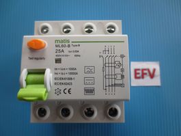 FI Schutzschalter Typ B Pflicht bei Solar 25A / 30mA, 4-Pol