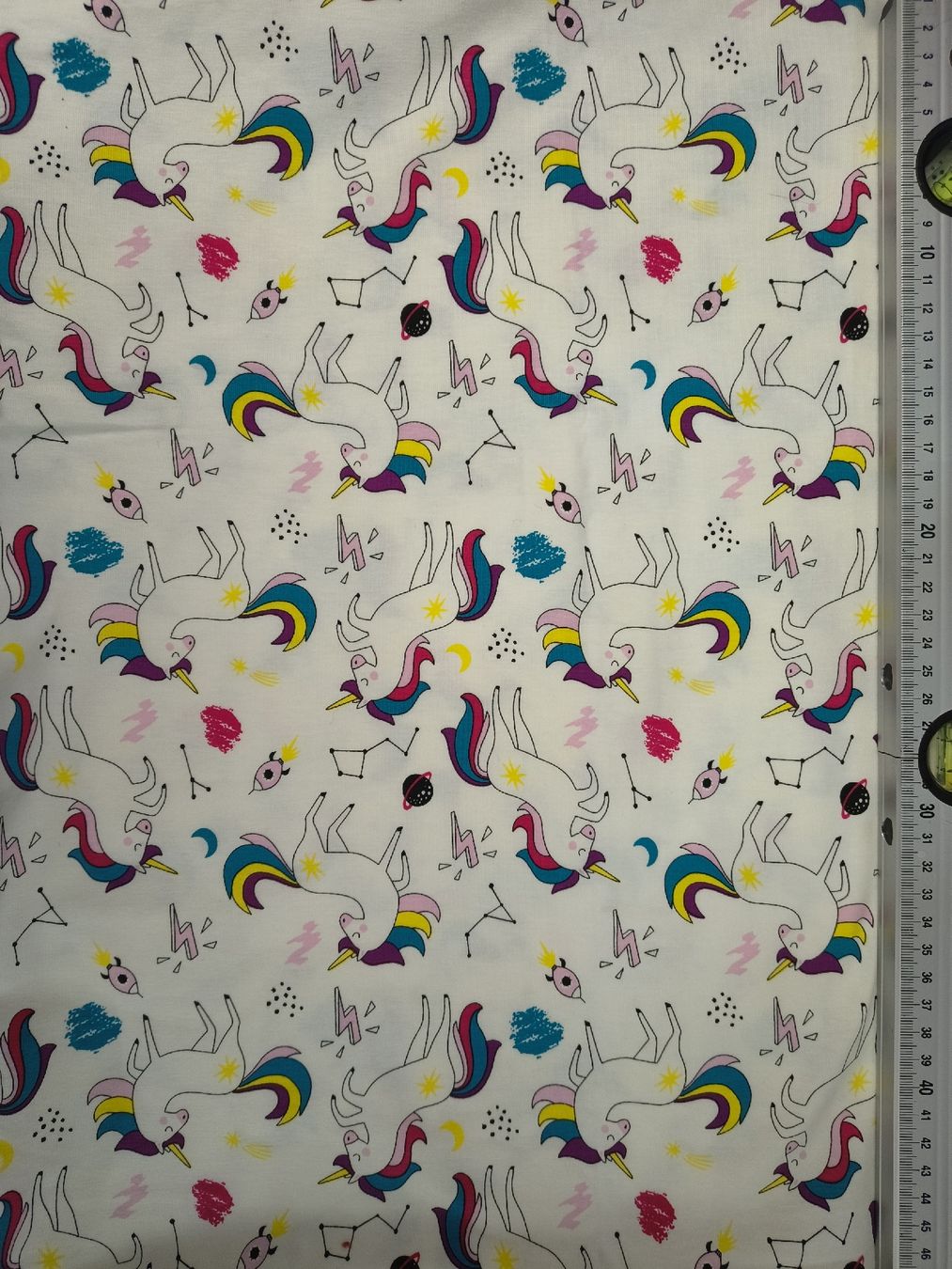 Tessuti: Einhorn Jersey Stoffe weiss und blau – Nuovo (secondo la descrizione) da Hausen AG venduto da Land.Ei 3