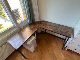 Eckschreibtisch braun schwarz