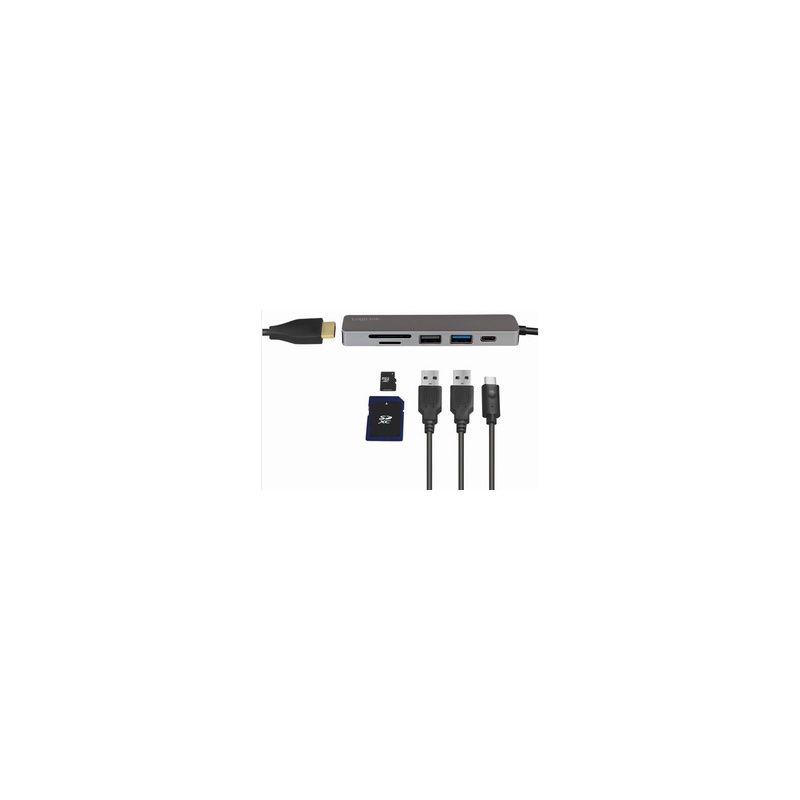 Hub & Switch: LogiLink USB-C 6-in-1 Multifunktions-Hub, silber – Nuovo e nell'imballaggio originale da Luzern venduto da Waince786 1