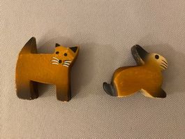 Trauffer Katze stehend und Hase Holz Holztiere Kinder