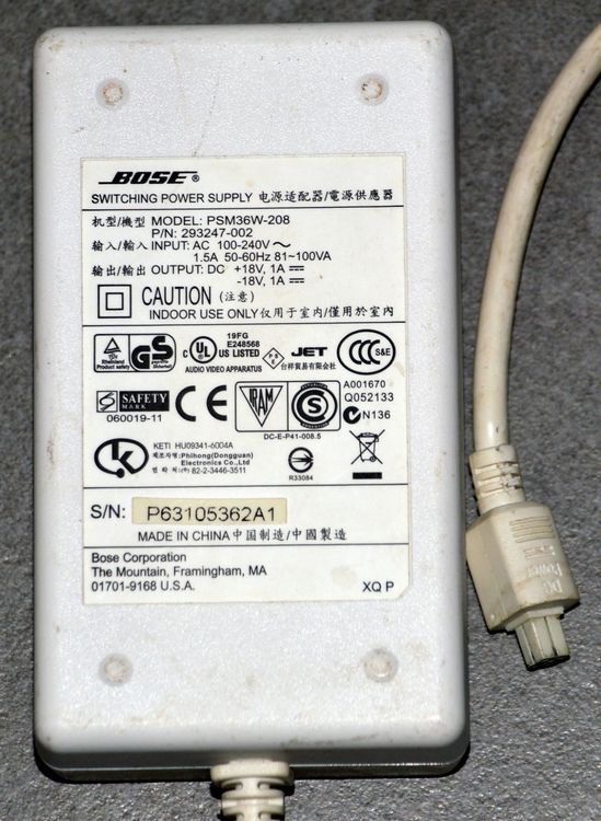 VÉRITABLE BOSE-SOUNDDOCK I Alimentation AC Adaptateur PSM36W-208 18V 4 Prongs EUR 36,99 - FR