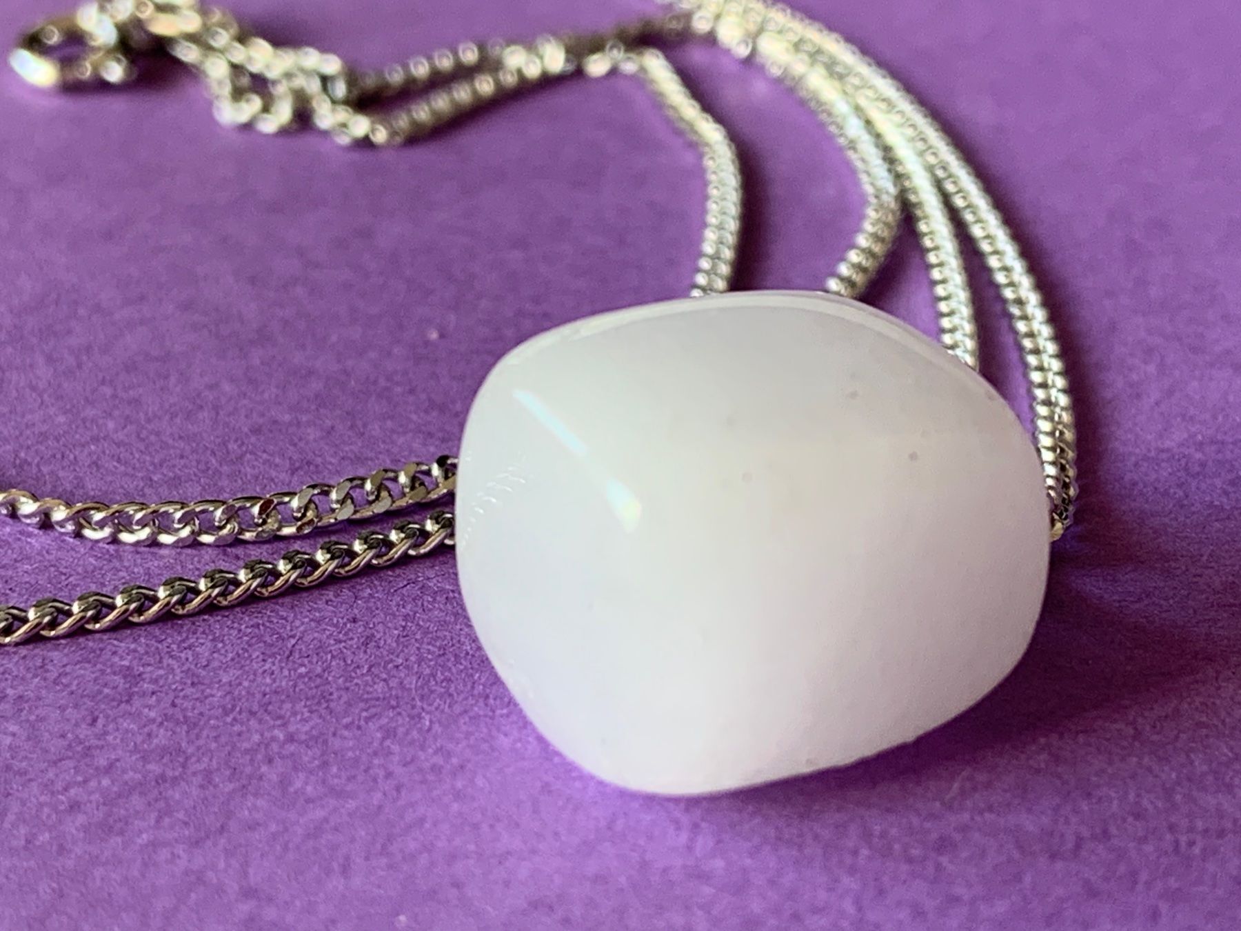Ciondoli: Silberkette mit Selenit weiss (55cm) – Usato da Dittingen venduto da Bijoubelle 5