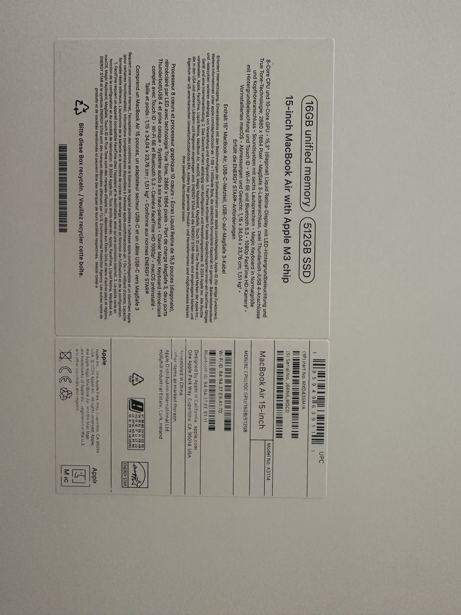 Apple Portables: MacBook Air, M3 – D'occasion à Wetzikon ZH par fre_zv9v