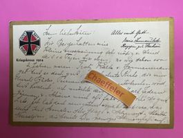 1915 Wohlfahrtsverband-Postkarte  „GOTT MIT UNS“ Kriegskreuz