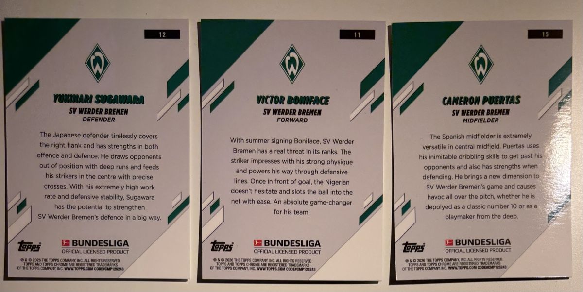 Topps Carte collezionabili: Werder Bremen Topps Chrome Bundesliga – Nuovo (secondo la descrizione) da Meilen venduto da rr0 1