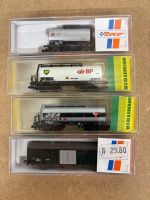 4er Set N Roco, Trix Kesselwagen, Güterwagenbegleitwagen SBB
