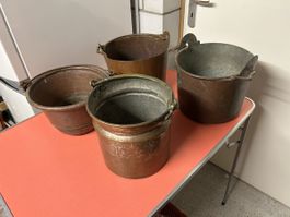 Kupferkessel 4er Set Antik guter Zustand ca. 8 Kilogramm.