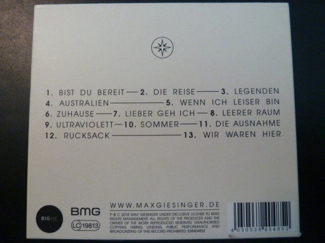 CD: Max Giesinger - Die Reise  (Digipack) – Usato da Au ZH venduto da sikoku 2