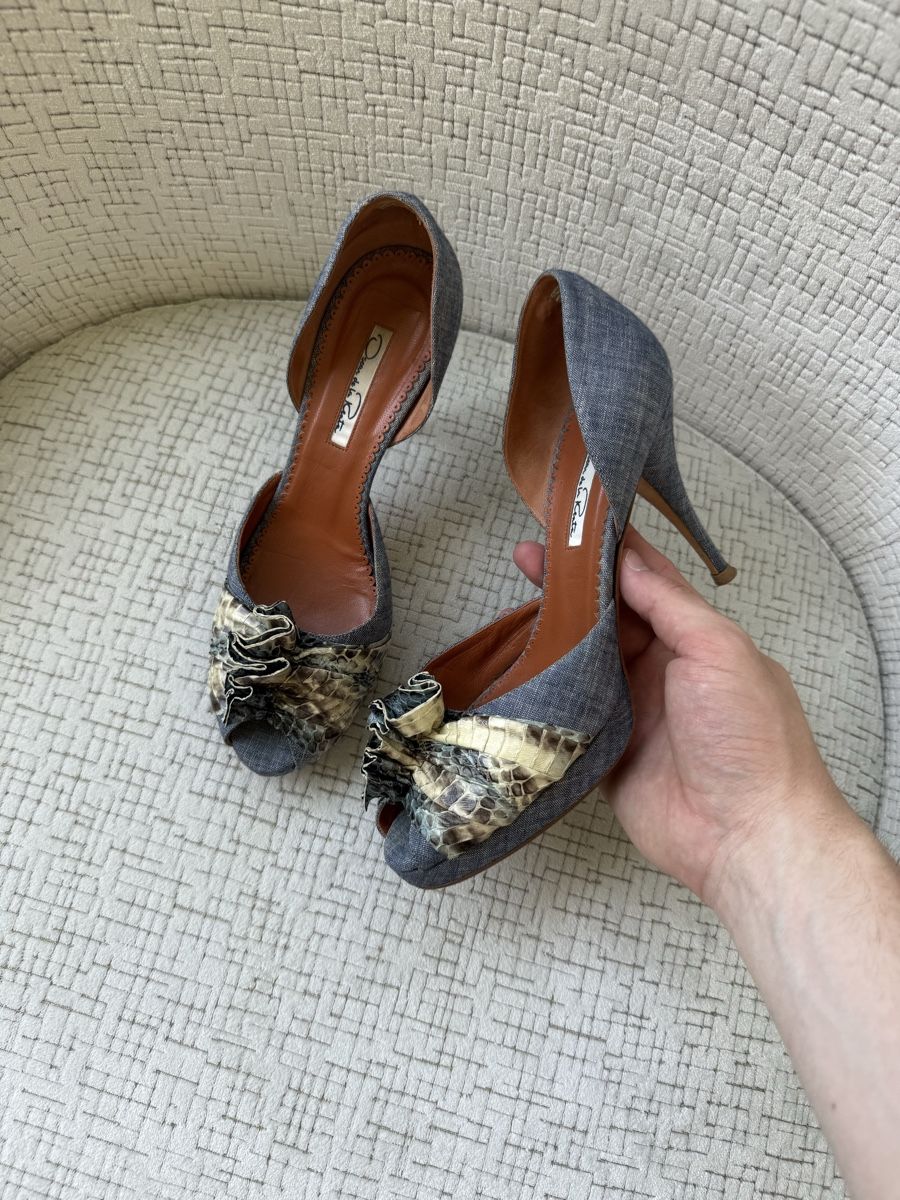 Damenschuhe: Escarpins Oscar de la Renta denim et python – Taille 38 – Neu (gemäss Beschreibung) aus Genève von iry_67wr 3