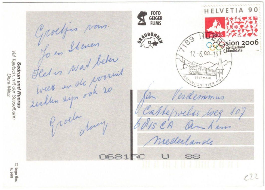 Cartoline postali: Dieni - Sessellift Dieni--Milez – Usato da Binningen venduto da Mountainrider 1