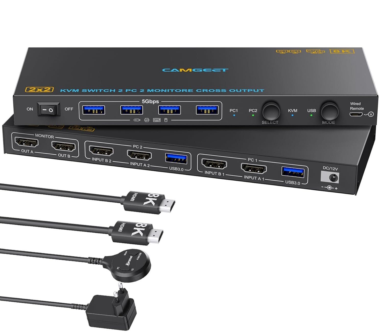 Hub & Switch: KVM Switch 2 PC 2 Monitore 8K HDMI USB – Nuovo e nell'imballaggio originale da Suhr venduto da TradeMasters