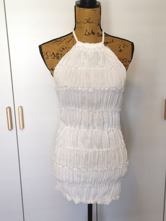 Shein Minikleid weiss gerafft rückenfrei Grösse M 38