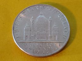 Österreich 2 Schilling Karlskirche 1937 Silber