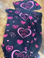 Housse de couette 1 place, motifs coeurs "Miss you" 💖