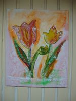 Frühlingserwachen!🌷 Gemälde mit Tulpen auf Leinwand.