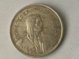 5 Franken 1969 Silber -Variante Randschrift kopfstehend (↑↓)