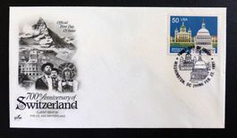 USA CACHET SWITZERLAND 700TH ANNIVERSARY 1991 FIRST DAY