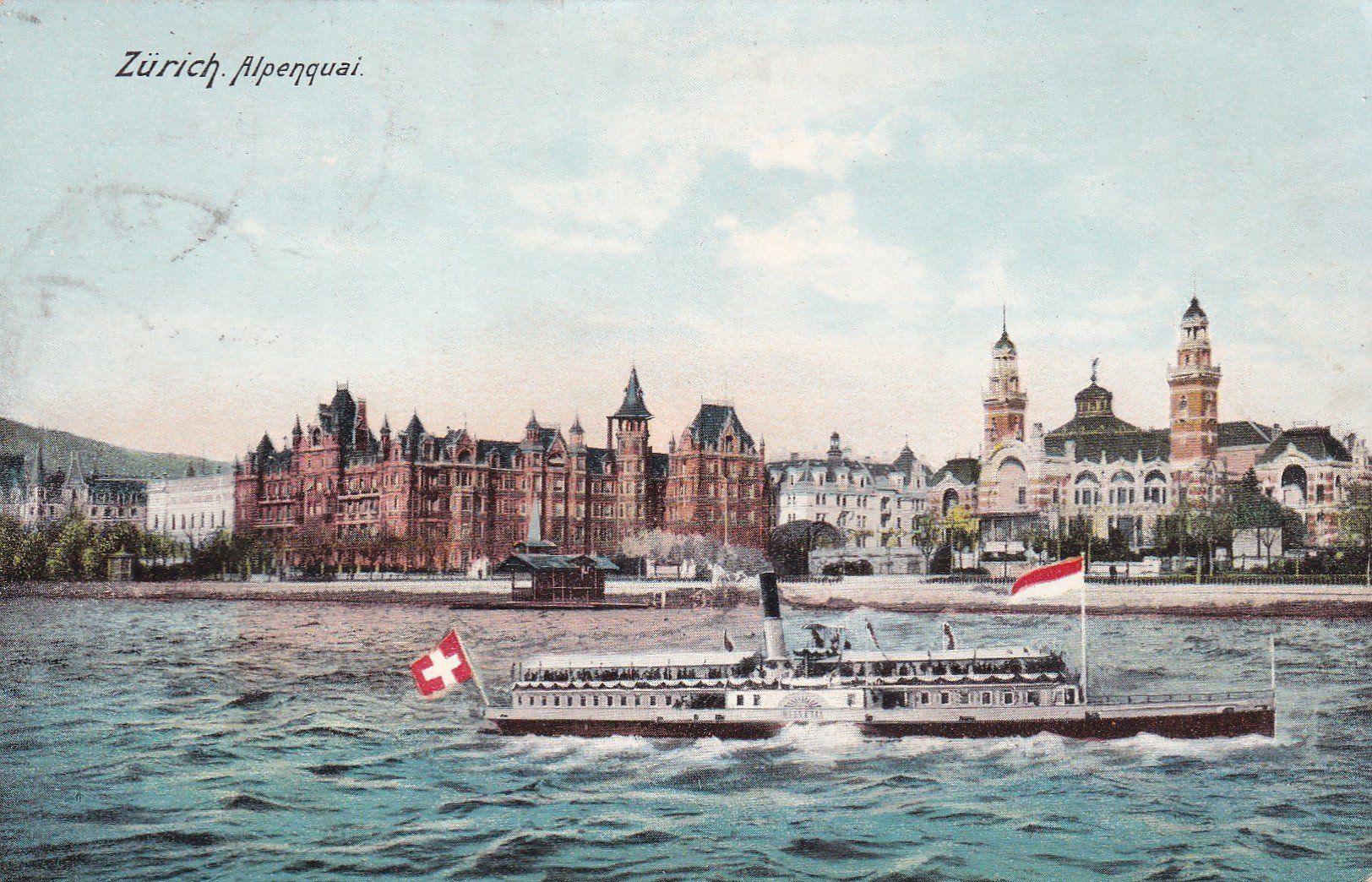 Cartoline postali: Zürich Alpenquai 1909 – Usato da Cormoret venduto da Pascalll2001