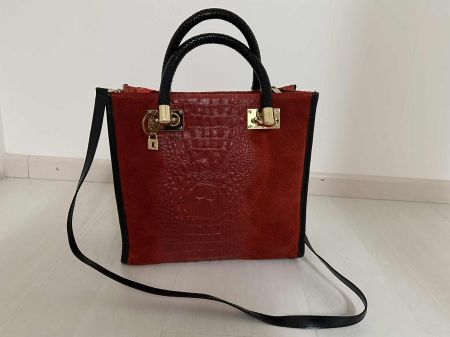 Rote Echtleder Handtasche / Umhängetasche