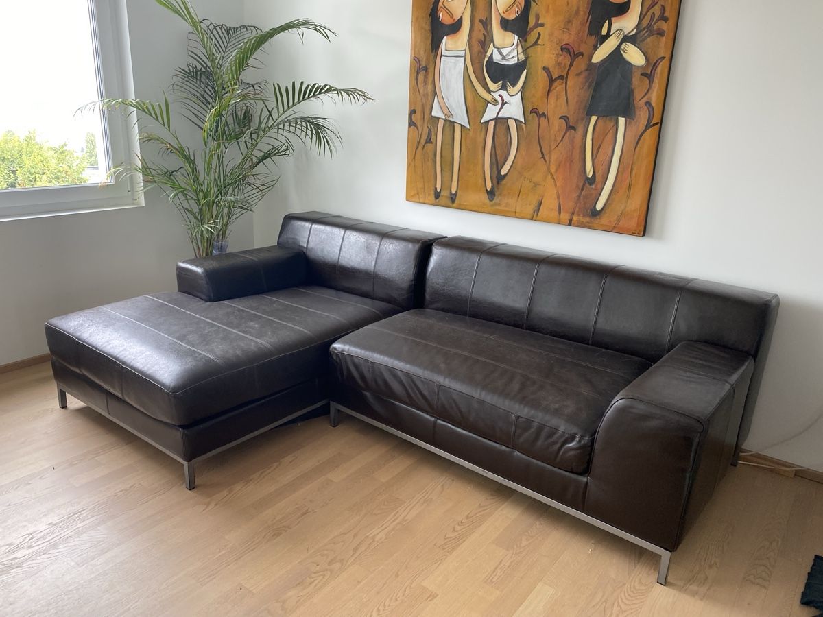 Sofas: Lederecksofa dunkelbraun – D'occasion à Richterswil par LufliDay