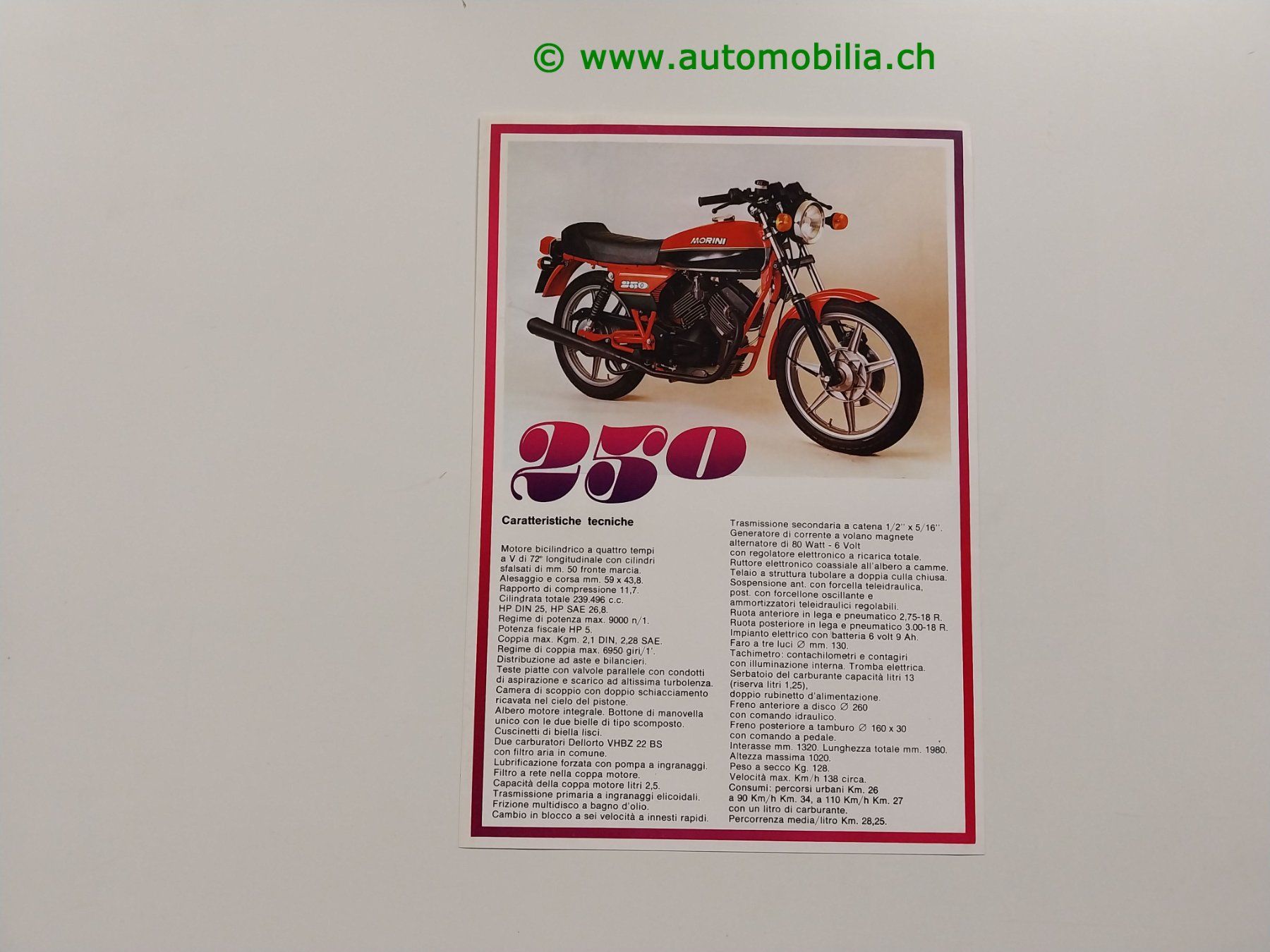 Moto Morini Documenti: Moto Morini 250 Prospekt italienisch – Usato da Weingarten-Kalth venduto da Bettelbruenneli