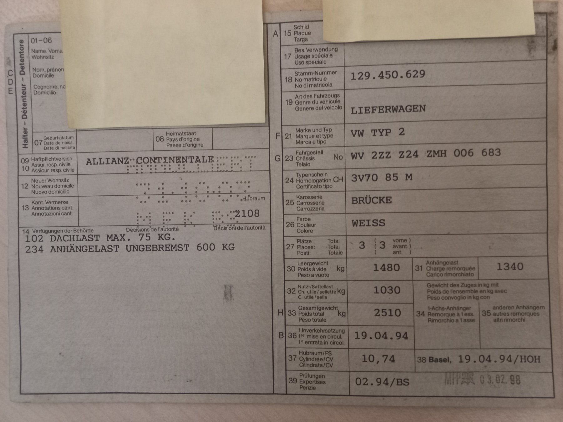VW Nutzfahrzeuge: Oldtimer VW T3 Typ2 ,  Pickup , Aluseitenläden , Jg 1994 , – Gebraucht aus DULLIKEN von Lerchclassicdulliken 8