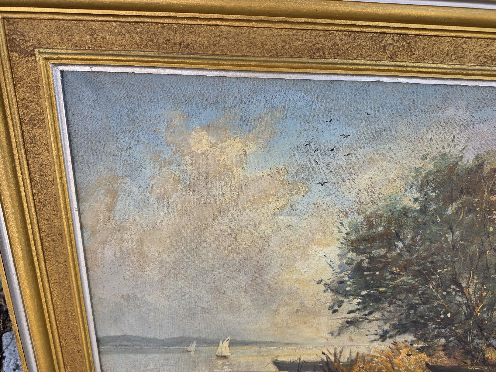 Gemälde: Gemälde Untersee Landschaft mit Booten im Rahmen – Gebraucht aus Mettlen von elios0888 3
